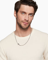 Cross Station Necklace in Sterling Silver with Black Diamonds, 5mm